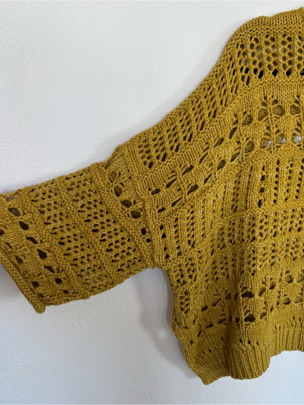 Free People Dreams Tonight Crop Sweater Openwork Knit Pullover Henley - Picture 4 of 8